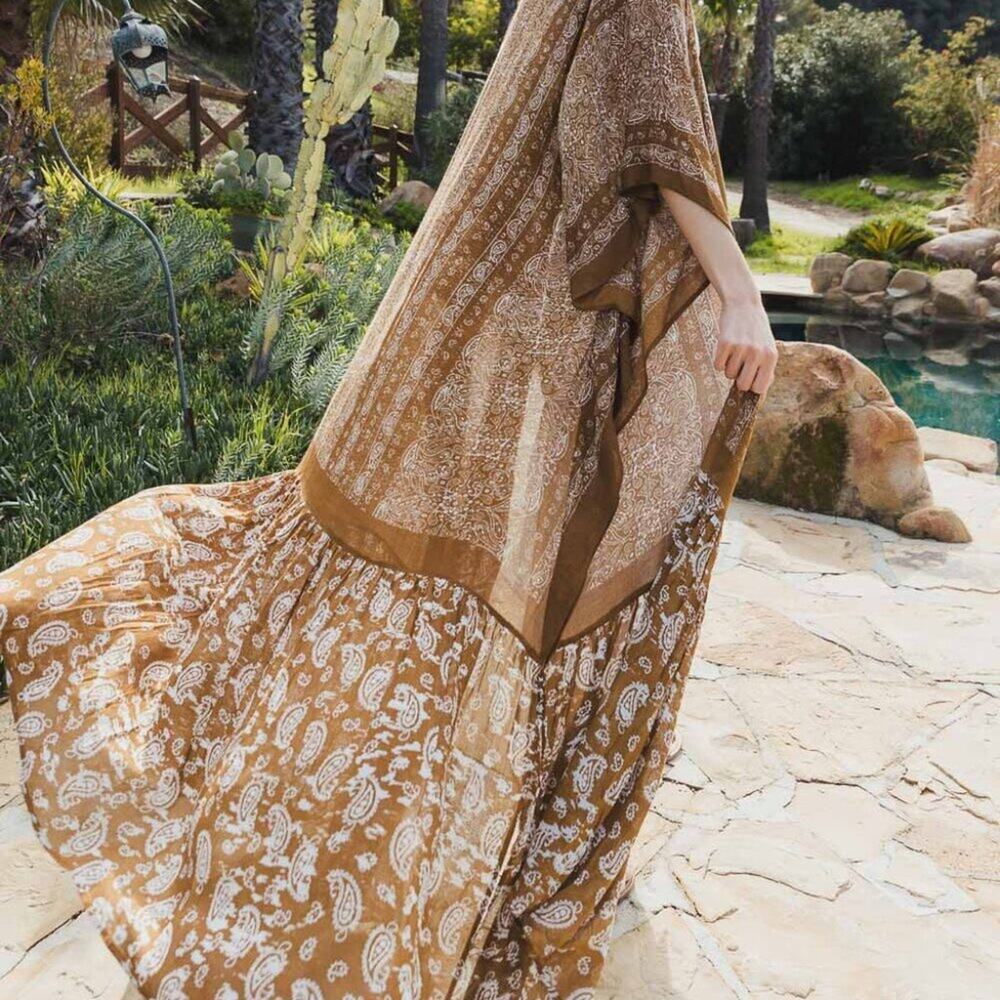 H27 PAISLEY CHOCOLATE BROWN FLOWY DUSTER